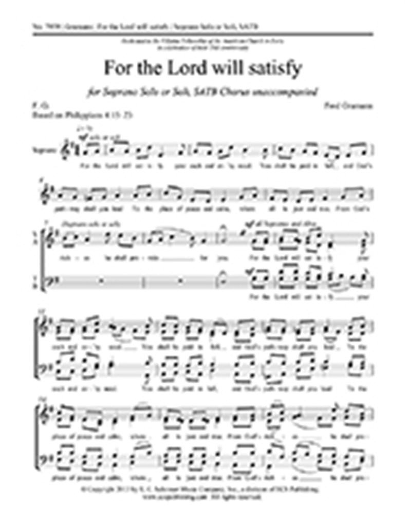 For the Lord will satisfy
